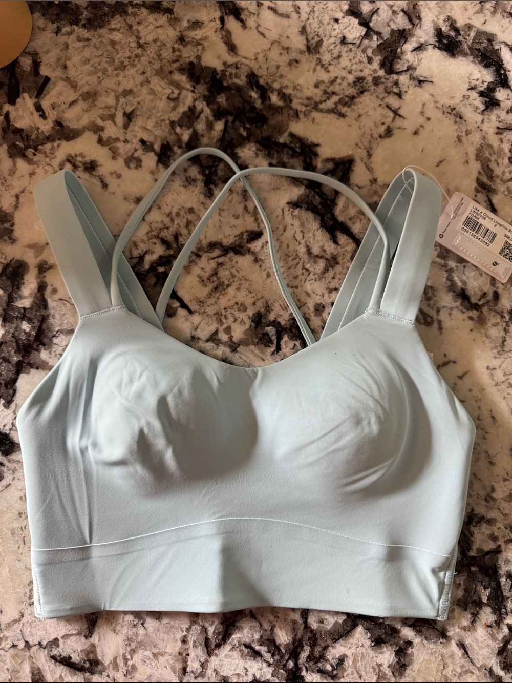 lululemon athletica Light Blue Strappy Longline Sports Bra